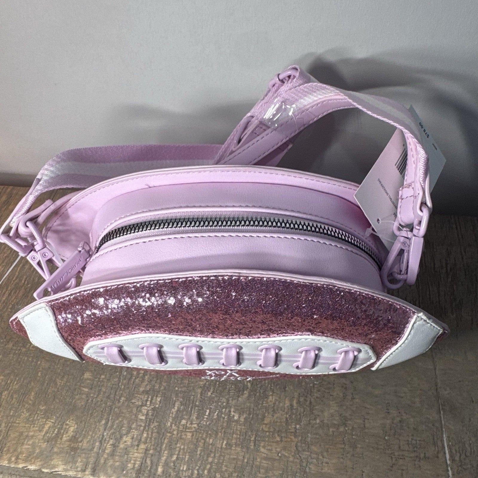 Betsey Johnson XOTEAM Pink Sequin Football Crossbody Shoulder Bag NWT Blush