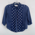 Abercrombie Kids Polka Dot Button Up Blouse Blue Sheer Size M