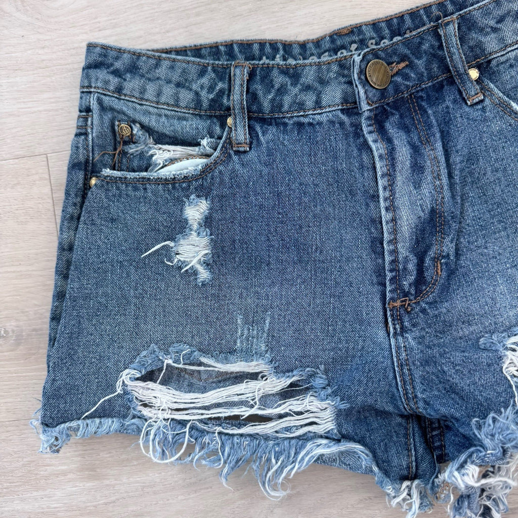Articles of Society Y2K Distressed Denim Shorts 25 Frayed