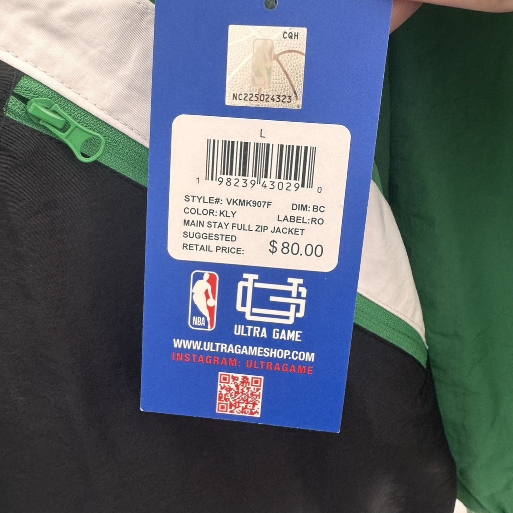 Boston Celtics Jacket Mens Large Green Full Zip Track Retro NBA NWT Ultra Game