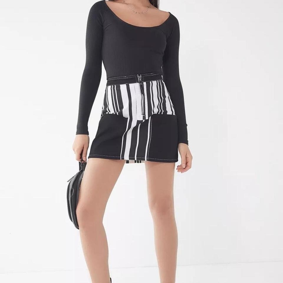 BDG Ruby Striped Zip-Front Skirt