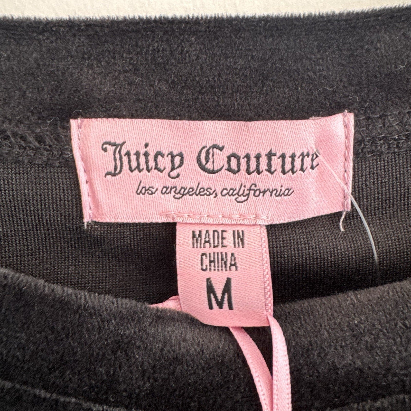 Juicy Couture Velour Tracksuit Set Black Rhinestone Logo Size M NWT Y2K