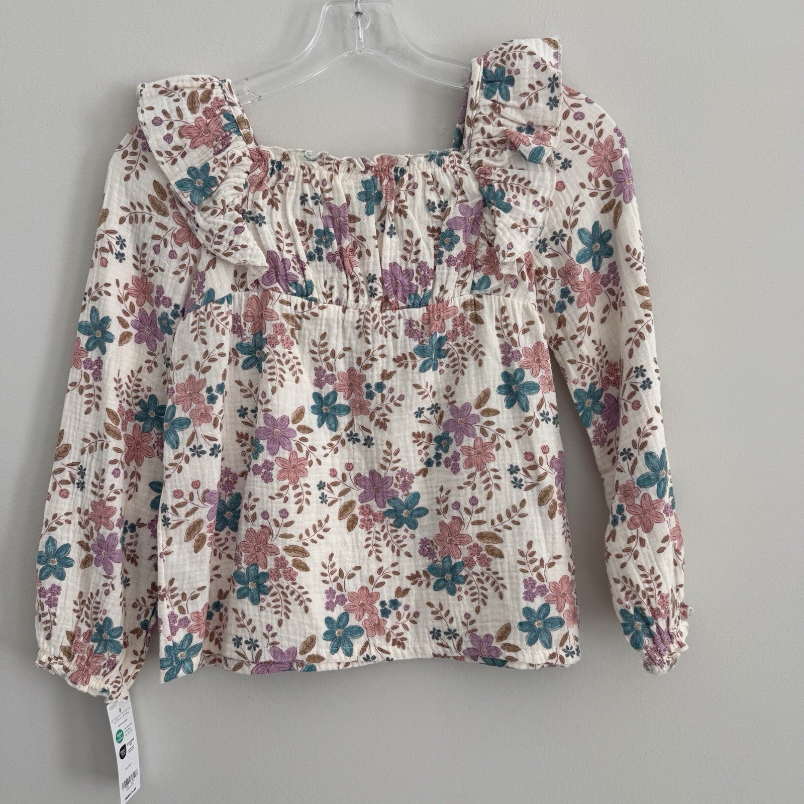Carter’s Girls Size 8 Floral Smocked Blouse Boho Cottagecore NWT
