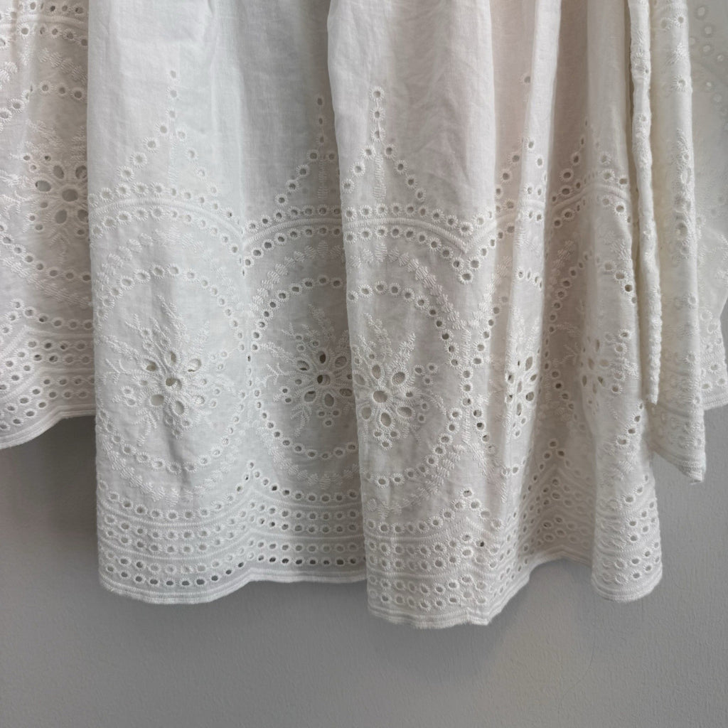 NWT Entro Boutique White Eyelet Lace Cold Shoulder Boho Bell Sleeve Top S Womens