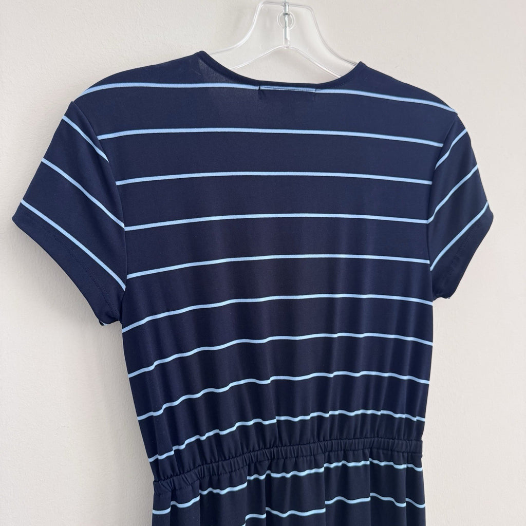 Banana Republic Women’s Petite PS Navy Stripe Faux Wrap Dress Stretch