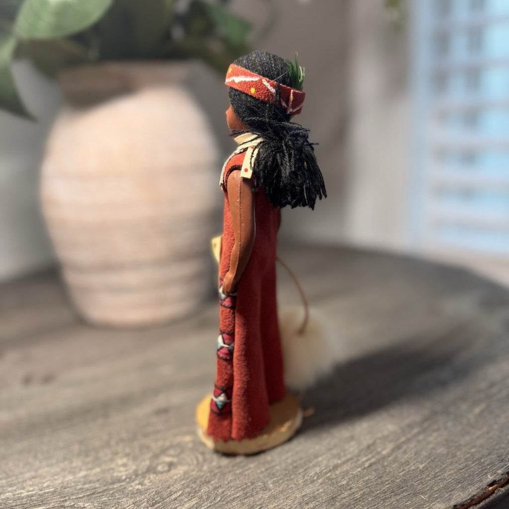Vintage Indien Art Eskimo Doll Saint-Tite Quebec Canada Leather Suede 7.5" Tag