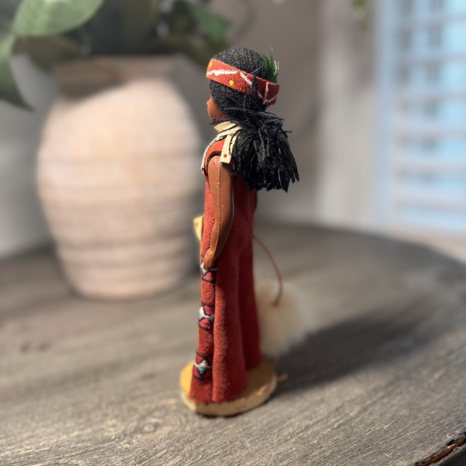 Vintage Indien Art Eskimo Doll Saint-Tite Quebec Canada Leather Suede 7.5" Tag