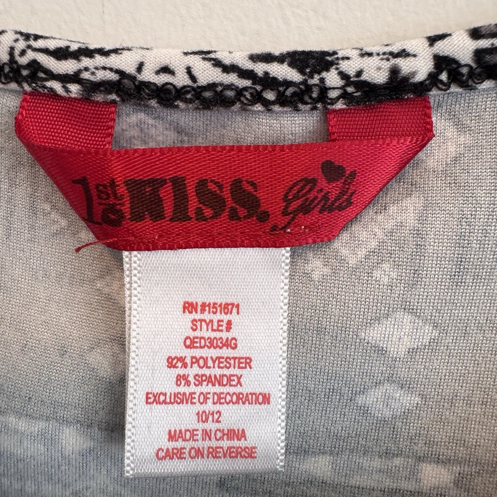 1st Kiss Girls Size 10/12 Cold Shoulder Boho Tunic Top Black White Mixed Pattern
