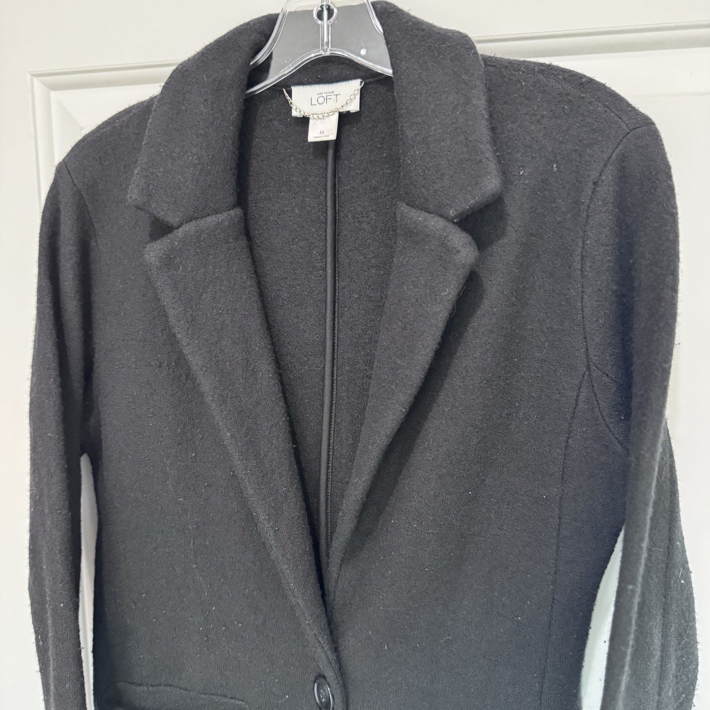 Ann Taylor LOFT Merino Wool Blazer Black Single Button Jacket Women’s Medium