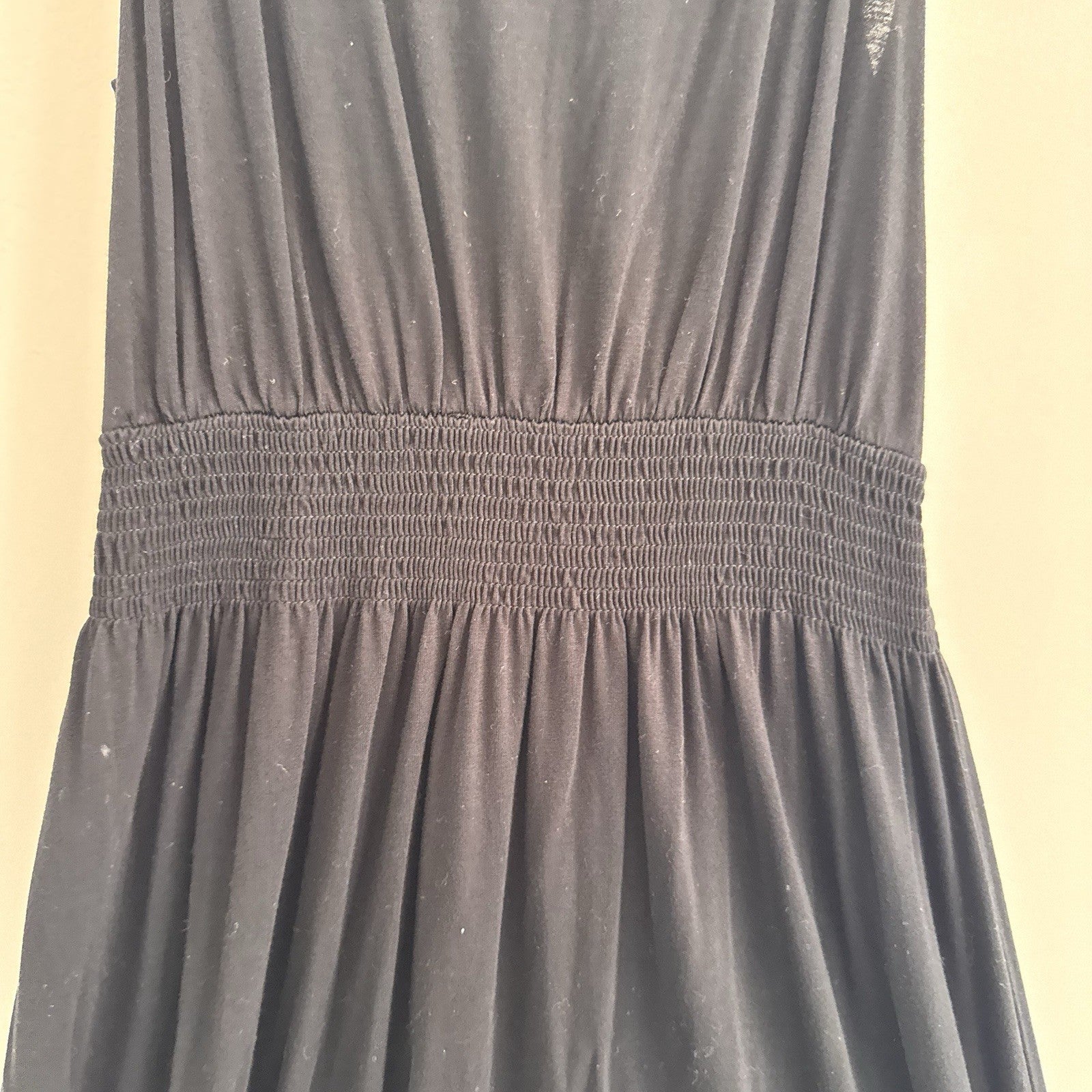 LASCANA Black Smocked Waist Metal Detail Halter Maxi Dress US 10