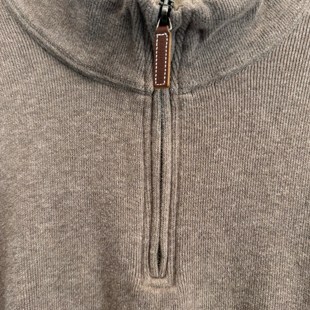 Lands' End Men’s Large Brown Drifter Quarter Zip Cotton Sweater Mock Neck