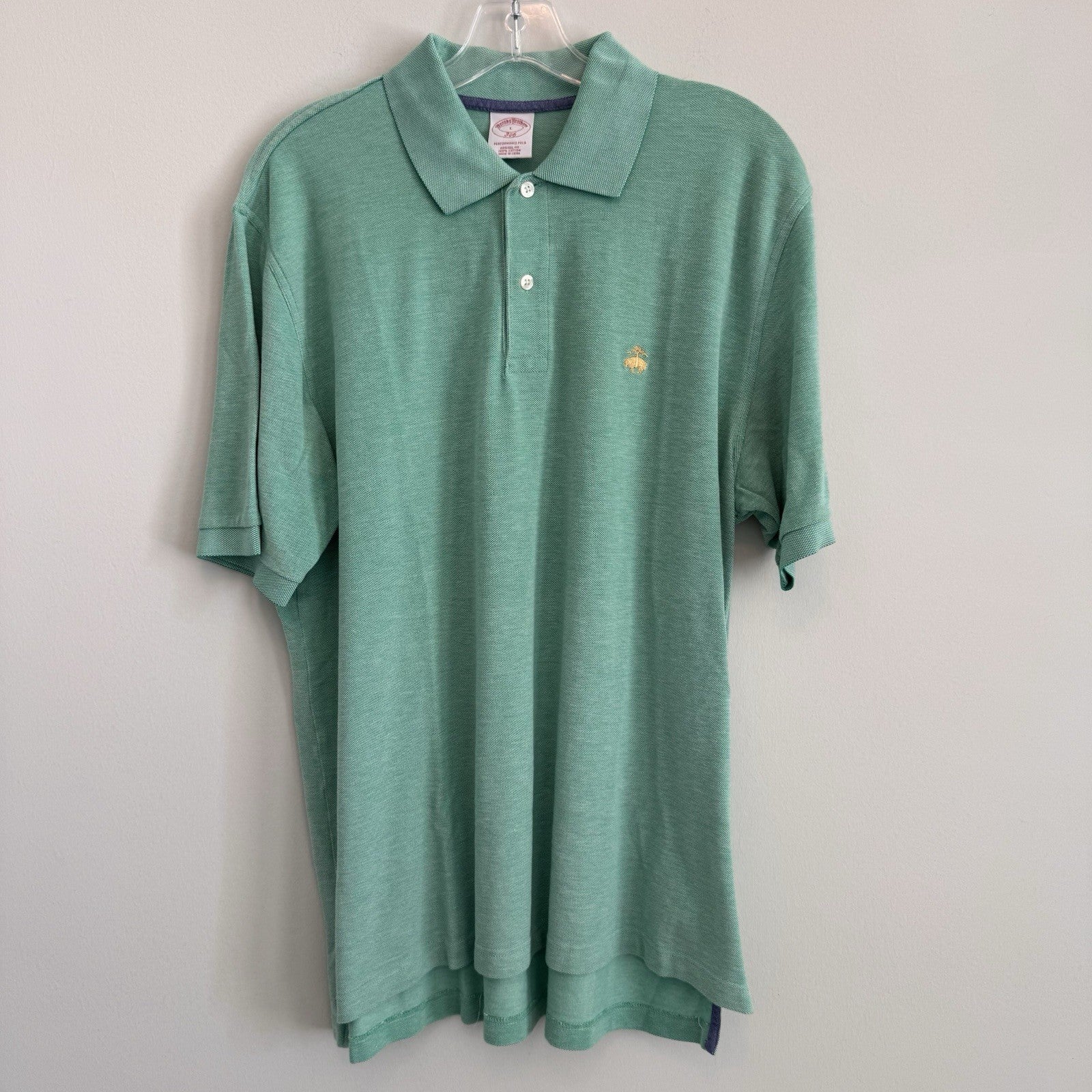 Brooks Brothers 346 Performance Polo Shirt Mens Large Green Pique Original Fit