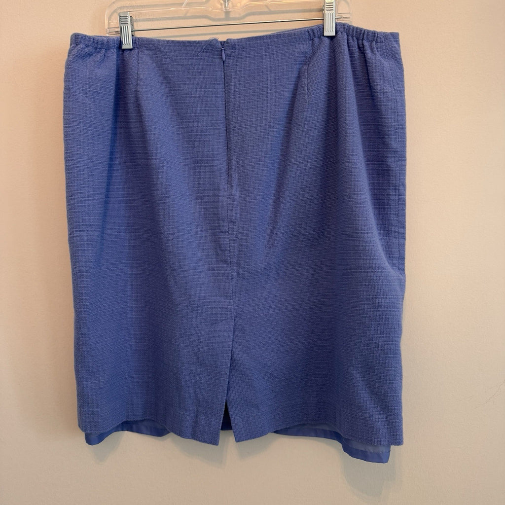 Talbots Women’s Skirt Lot 18W Blue Career Floral Textured Lined 2pc