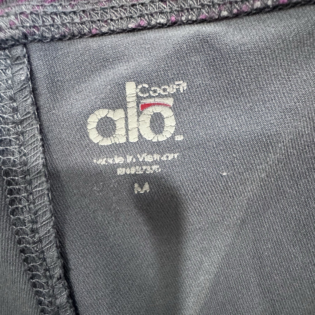 Alo Yoga Air Land Ocean Crop Yoga Pants Grey Pink Stripe Fold Over Waist Medium