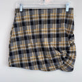 Urban Outfitters Plaid Mini Skirt Yellow Black Grey Ruched Knot Front Women's M
