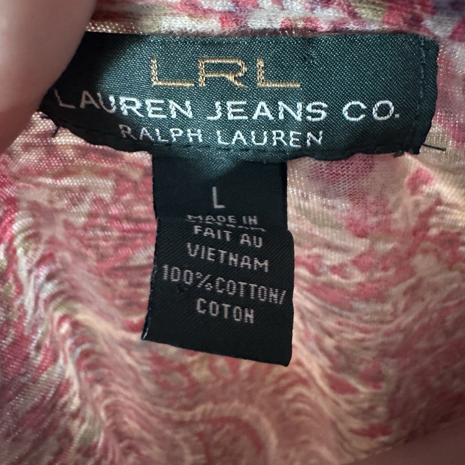 Lauren Ralph Lauren LRL Red Paisley Ruffle Blouse Women’s Large Cotton Top