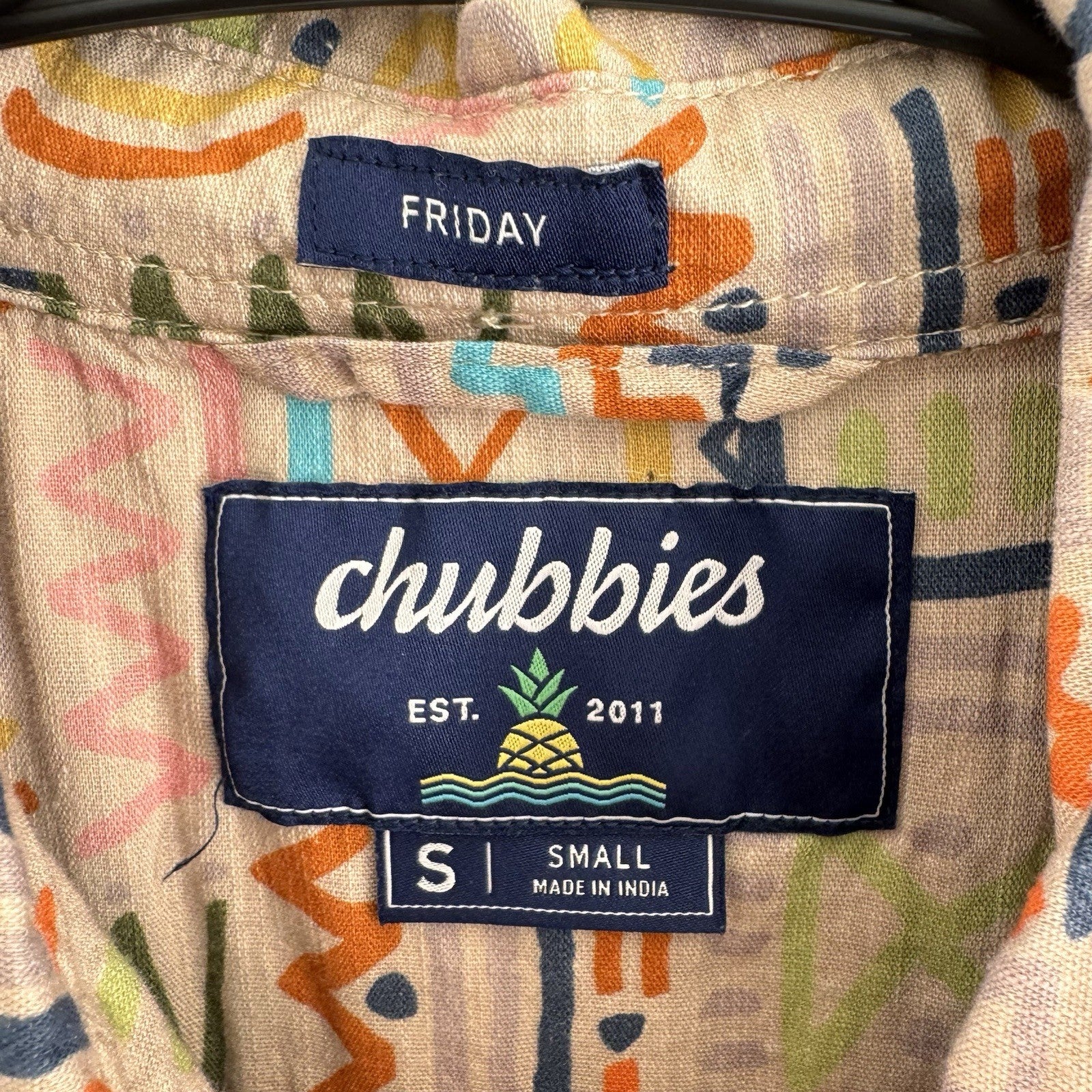 NWT Chubbies Mens S Friday Shirt Retro Geometric Short Sleeve Button Down