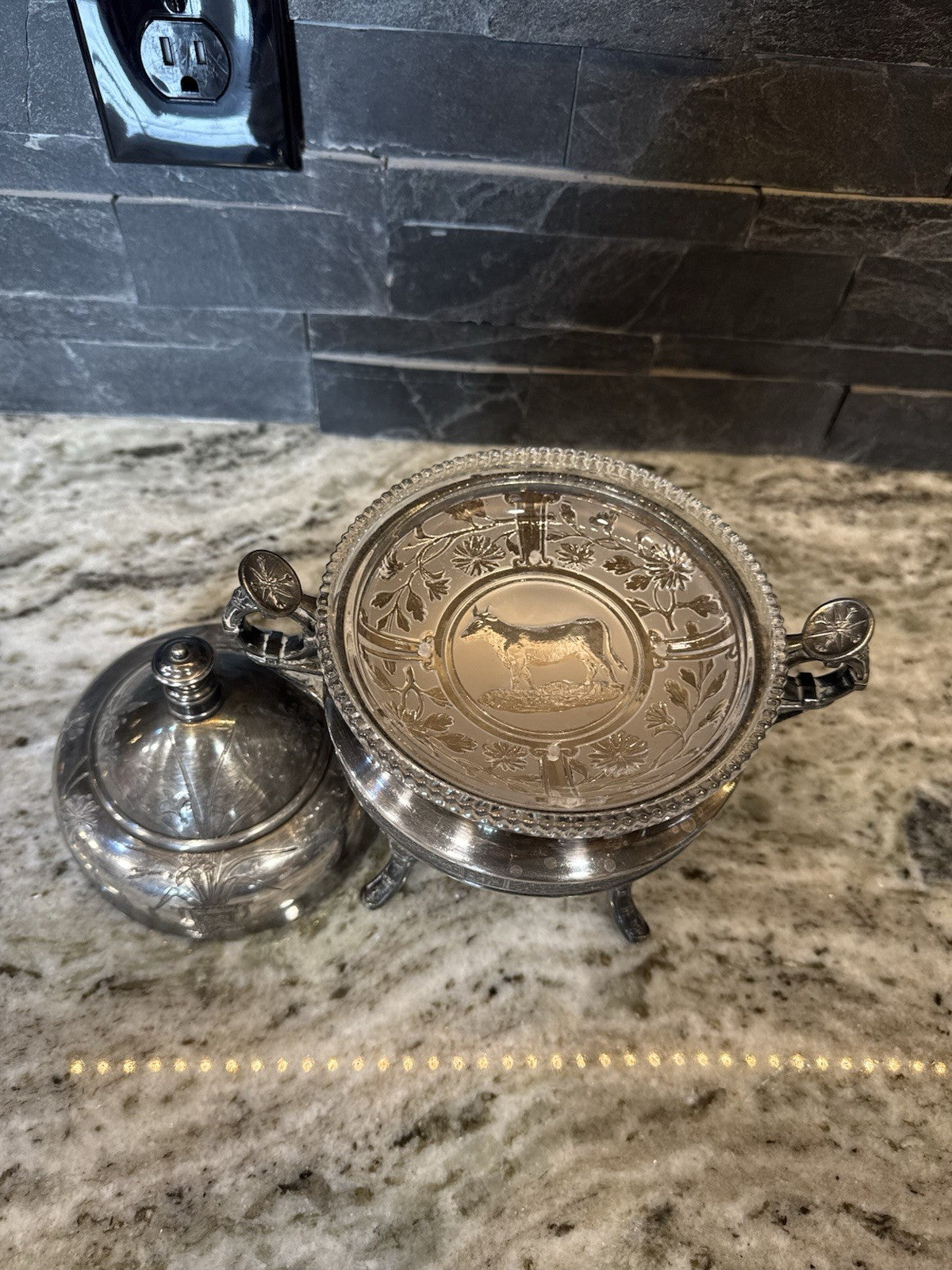 Antique Reed and Barton Raised Floral Butter Dish Model 2935 Vintage Rare