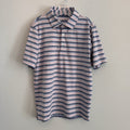 Johnnie-O Boys Crew Polo Lake Blue Striped Performance Jersey Shirt Youth 10