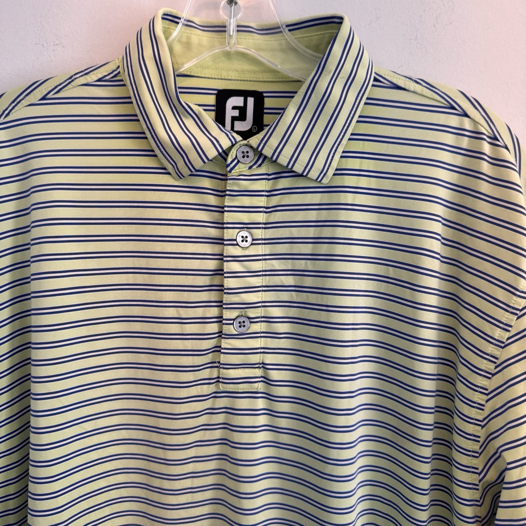 FootJoy Mens L Golf Polo Shirt Green Striped The Georgia Club Stretch