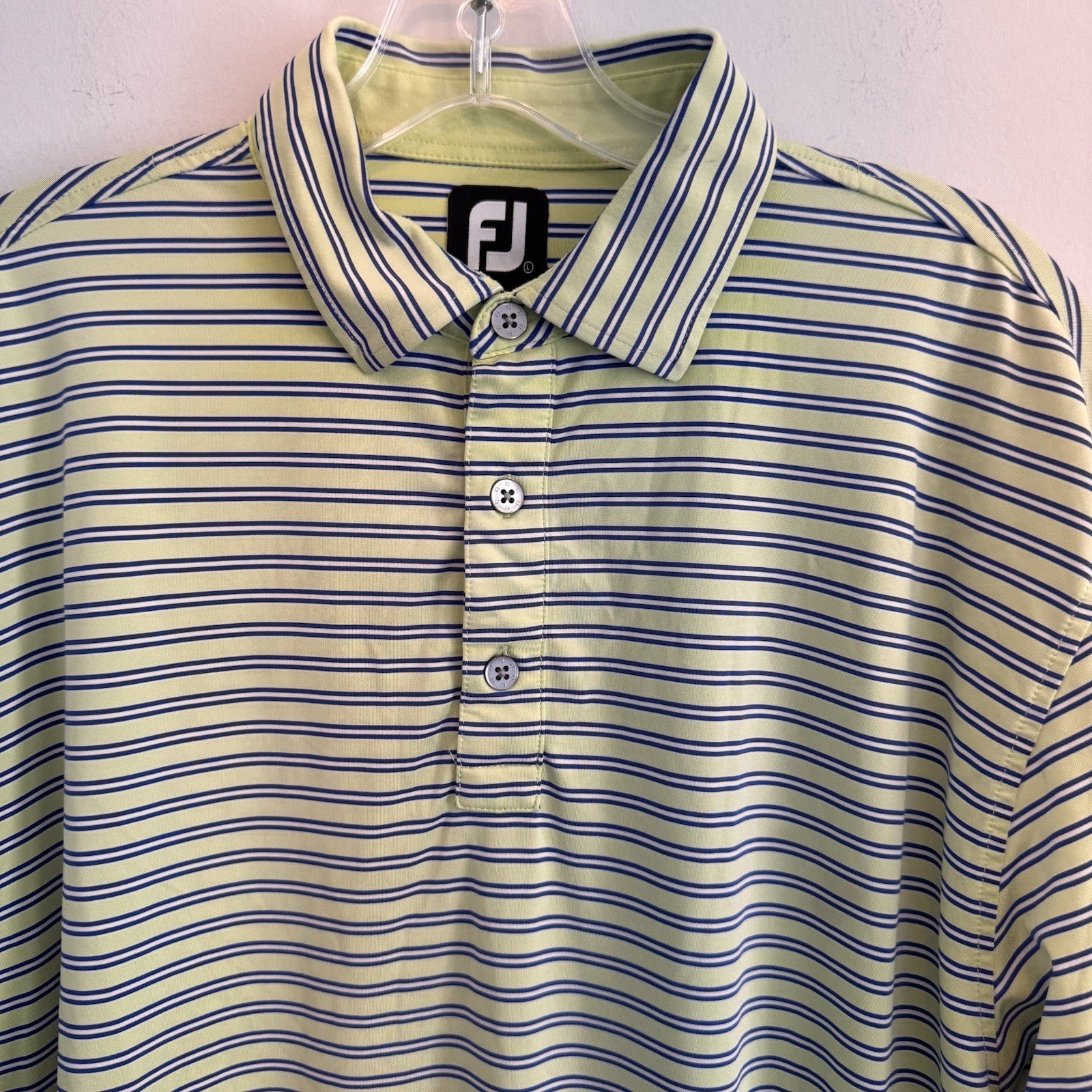FootJoy Mens L Golf Polo Shirt Green Striped The Georgia Club Stretch