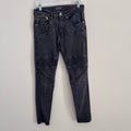ZARA MAN Gray Biker Jeans 30 Skinny Moto Denim Ribbed Paneling Zipper Pockets