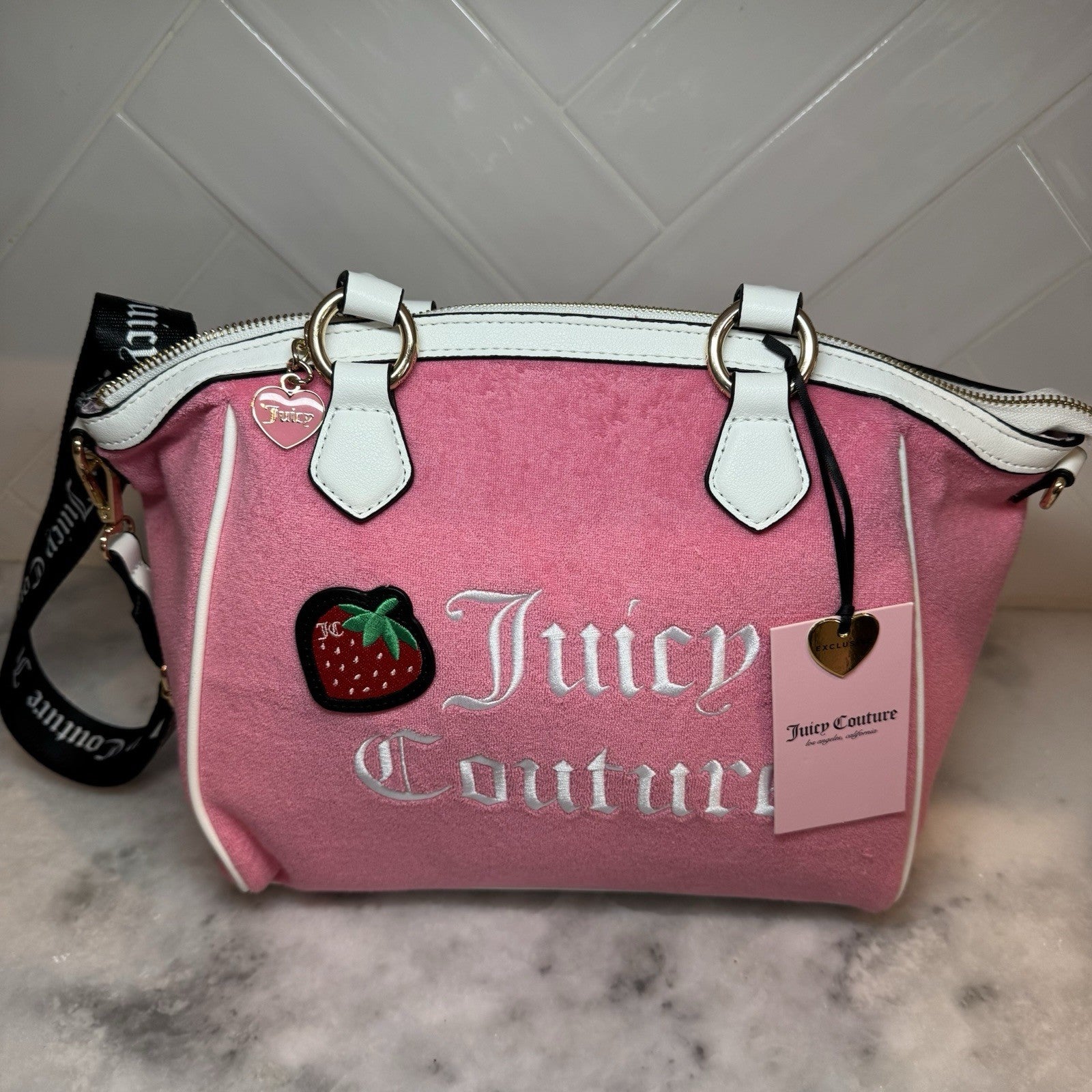 Juicy Couture Sweet N Juicy Apple Satchel, Pink Lemonade NWT