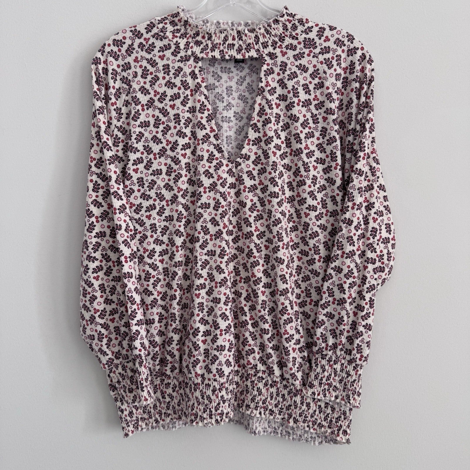 Torrid Size 1 Floral Smocked Long Sleeve Blouse Boho Top 1X