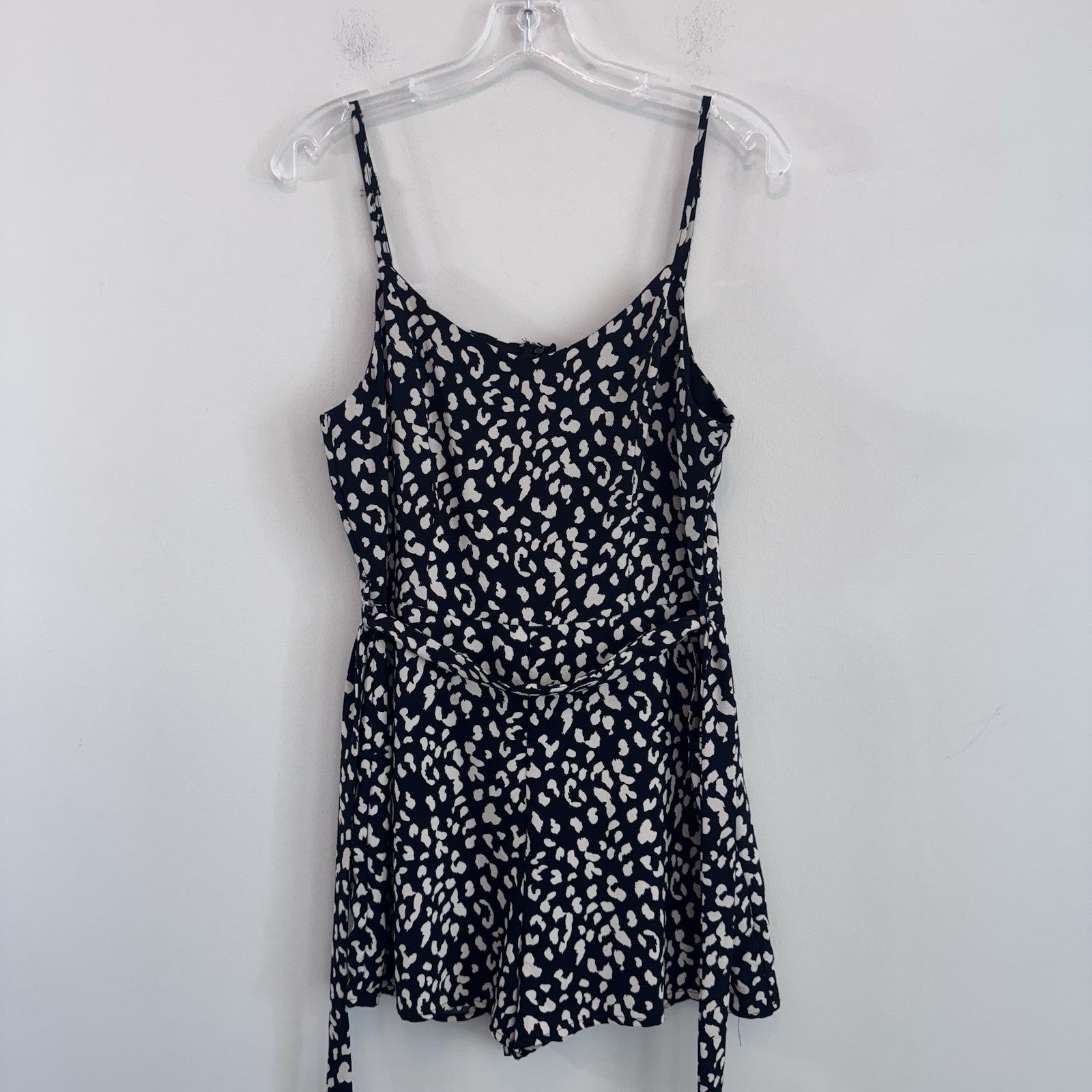 She + Sky Leopard Print Romper Women Size M Black Tie Waist Cami