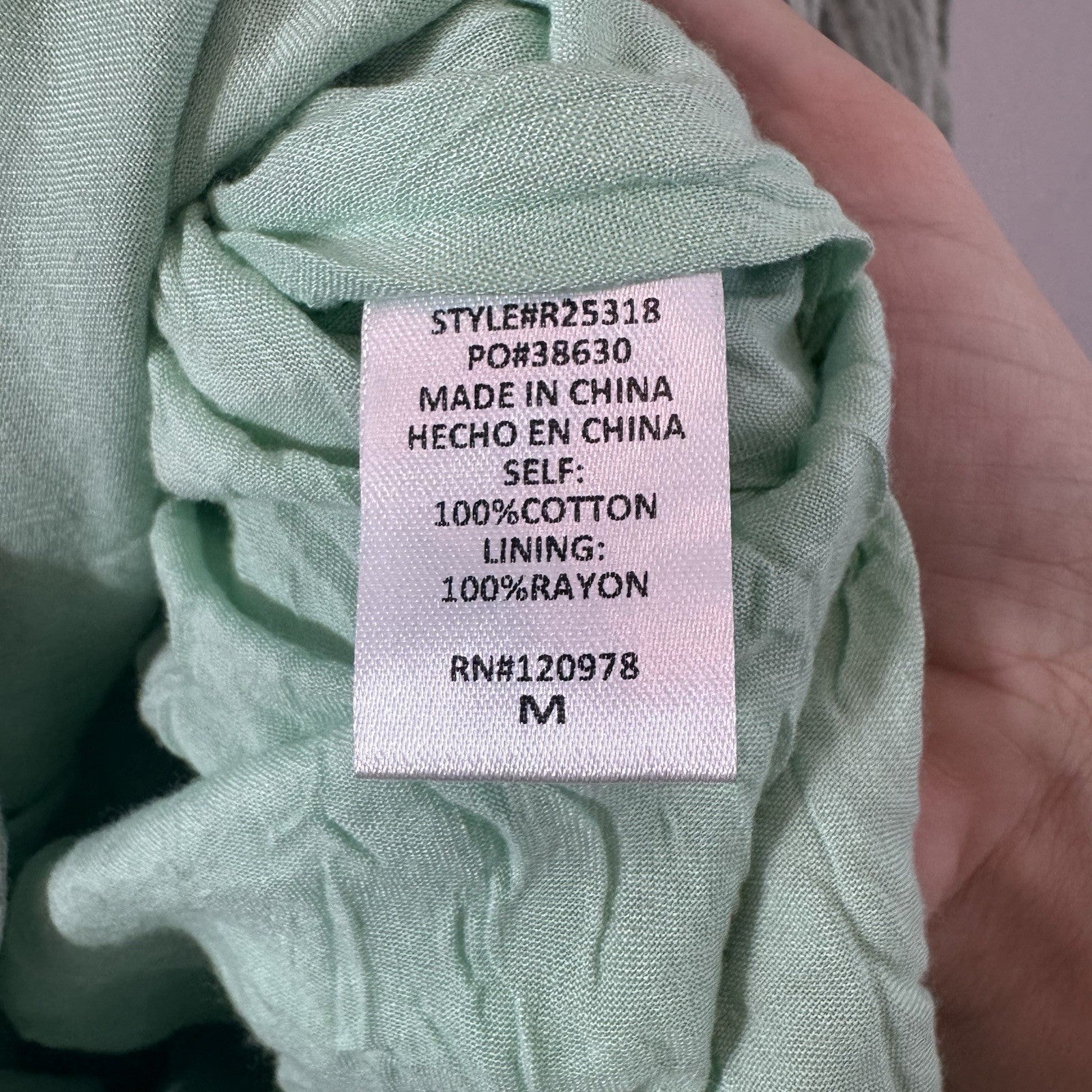 Entro Mint Gauze Romper Dress M Boho Tie Front Tiered Cotton