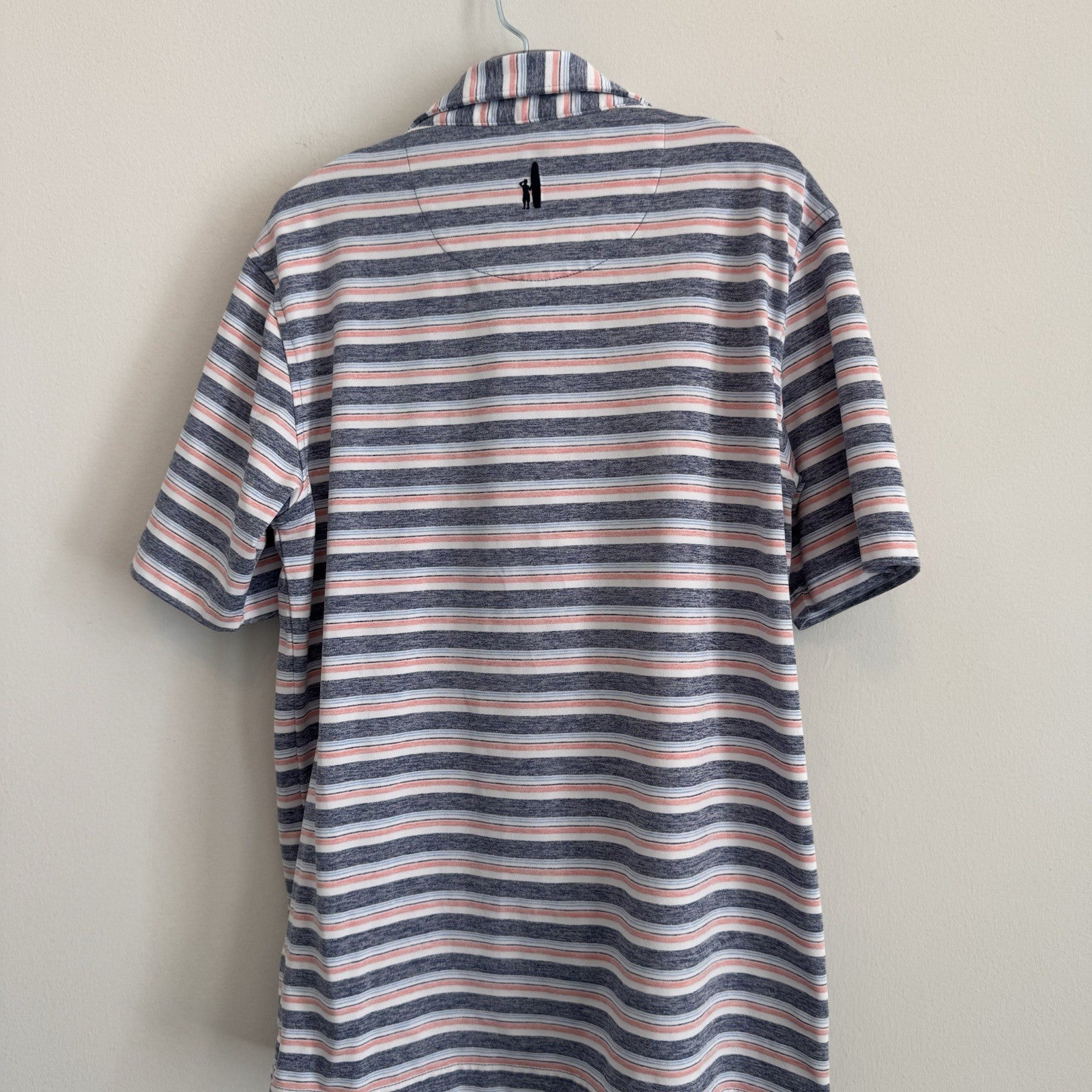 Johnnie-O Boys Crew Polo Lake Blue Striped Performance Jersey Shirt Youth 10