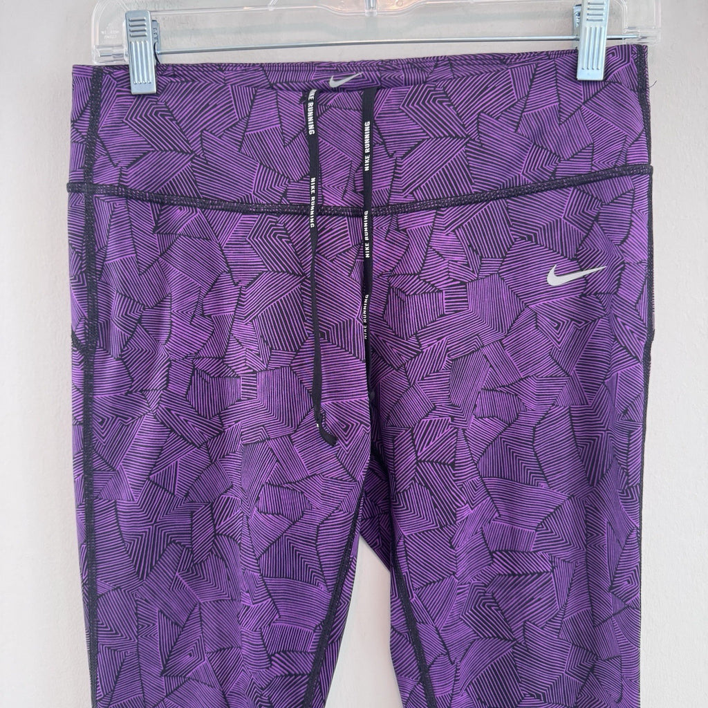 Nike Dri Fit Capri Leggings Purple Print Running Gym Yoga Women M