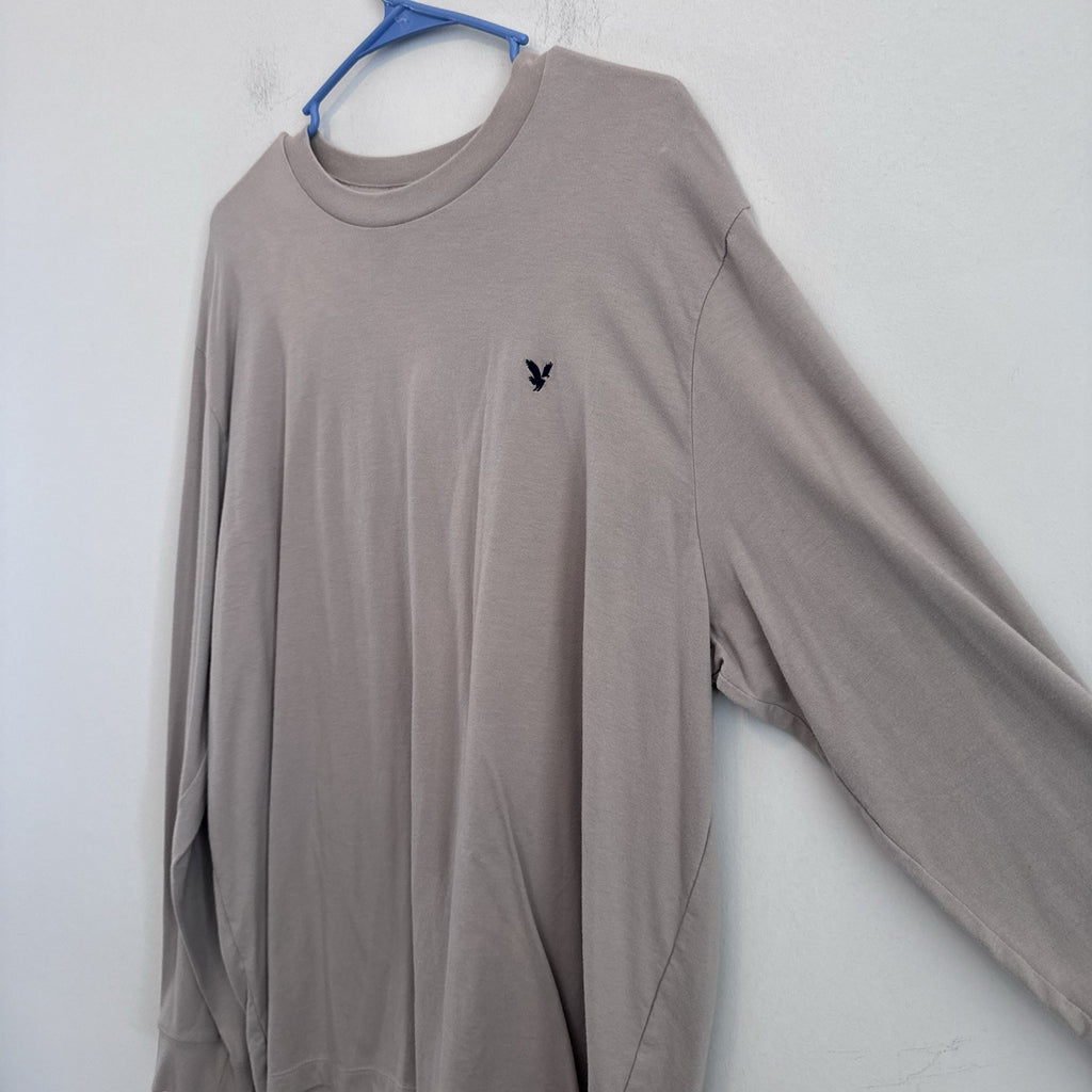 American Eagle Super Soft Long Sleeve T Shirt Taupe Beige XL Men’s Logo Tee