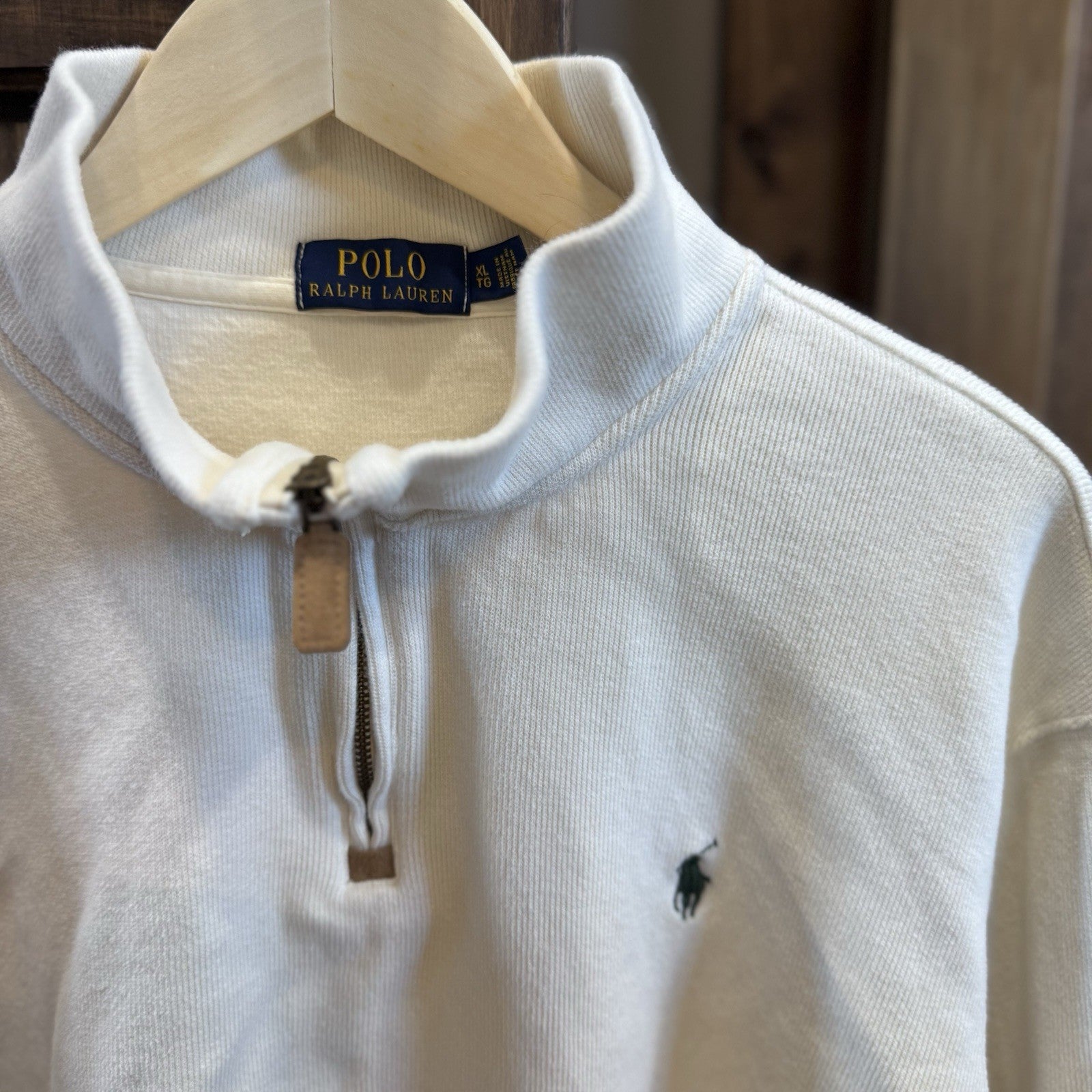 Polo Ralph Lauren Men’s XL White 1/4 Zip Pullover Sweatshirt 100%