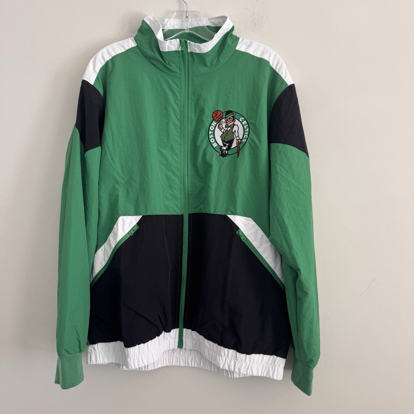 Boston Celtics Jacket Mens Large Green Full Zip Track Retro NBA NWT Ultra Game