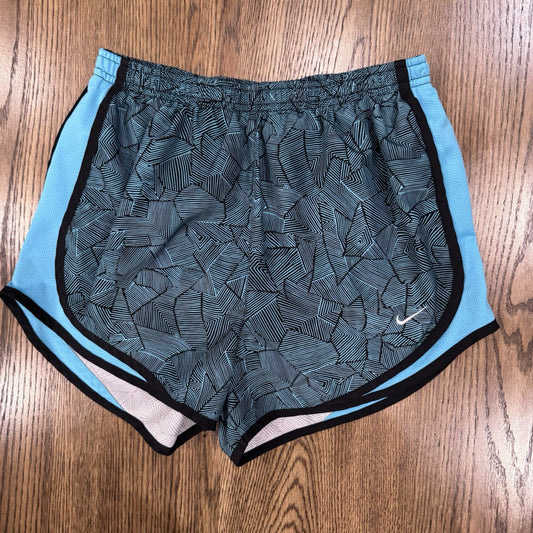 Nike Dri-Fit Tempo Running Shorts Women’s Small Blue Black Abstract Print