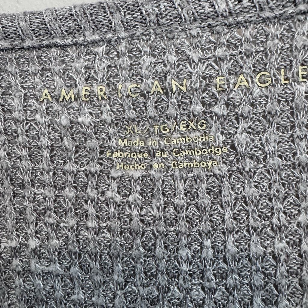 American Eagle Soft & Sexy Waffle Knit Top Gray Oversized Long Sleeve Women XL