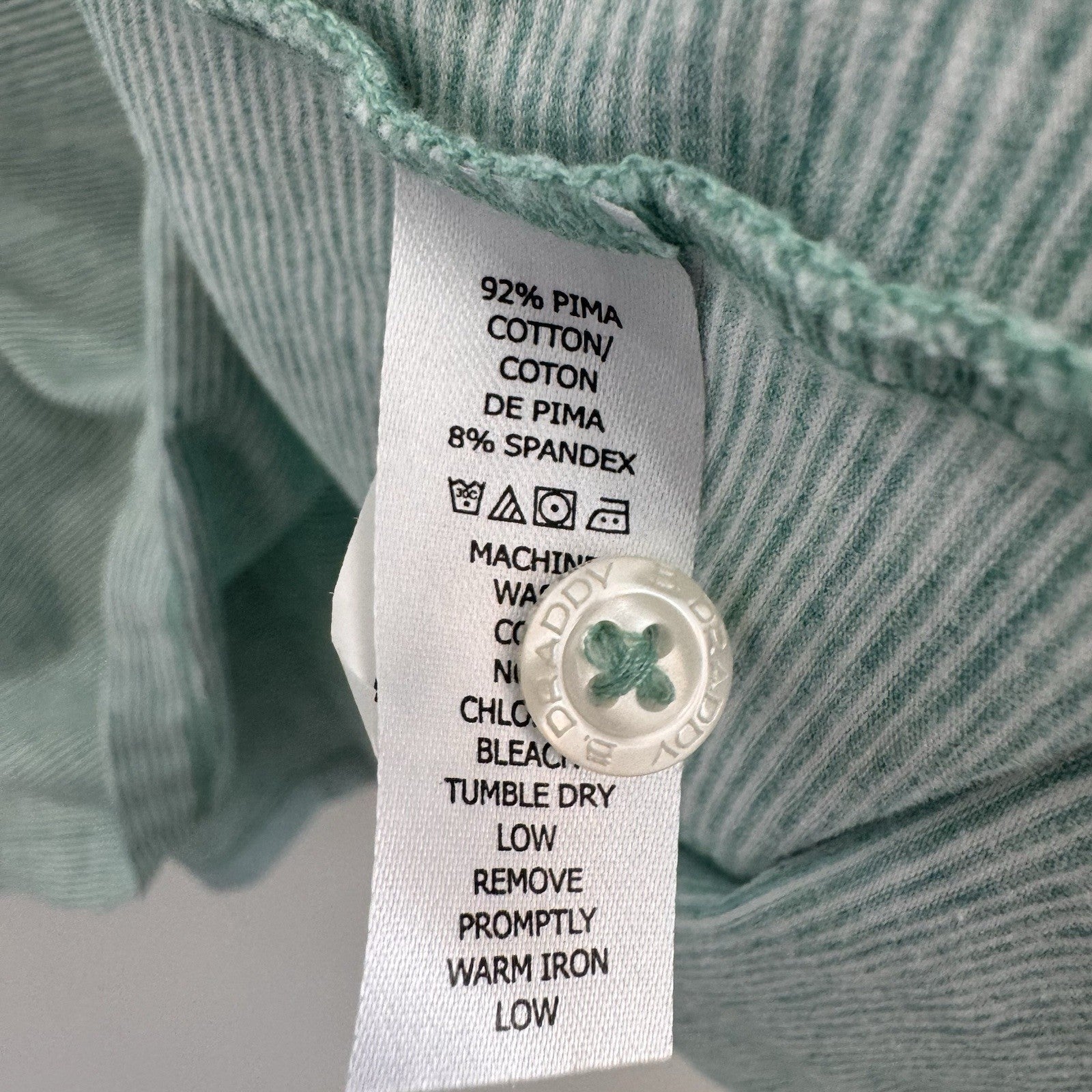 B. Draddy Men Medium Pima Cotton Polo Green Striped A 1912 Logo Made In Peru