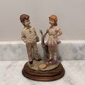 Vintage L’Arte Nel Mondo Figurine Boy Girl Tennis Scene Wood Base