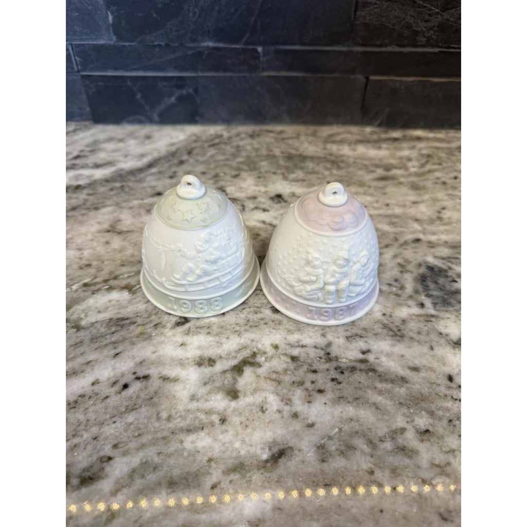 Vintage Lladro Porcelain Christmas Bells Lot Of 2 1987 1988