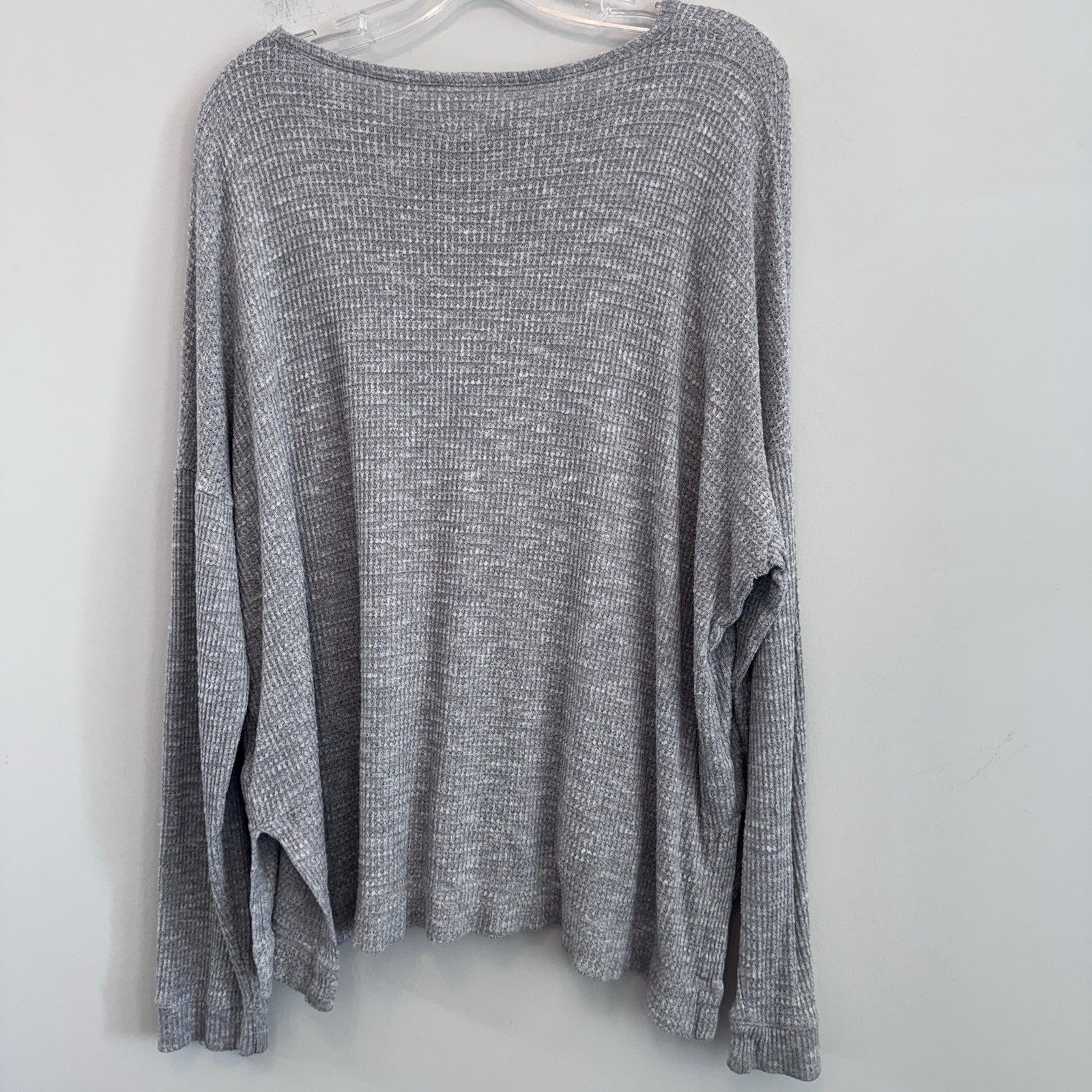 American Eagle Soft & Sexy Waffle Knit Top Gray Oversized Long Sleeve Women XL