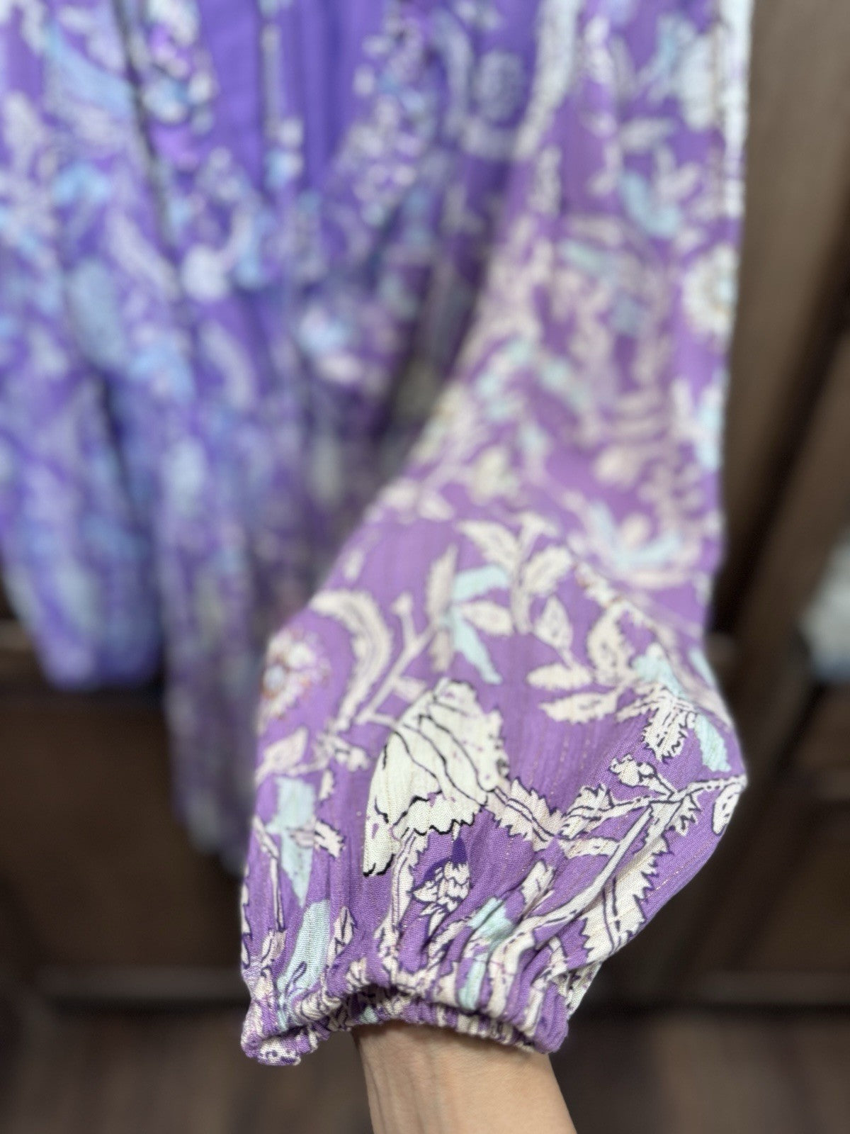 House of Harlow 1960 Boho Mini Dress Small Purple Floral Long Sleeve