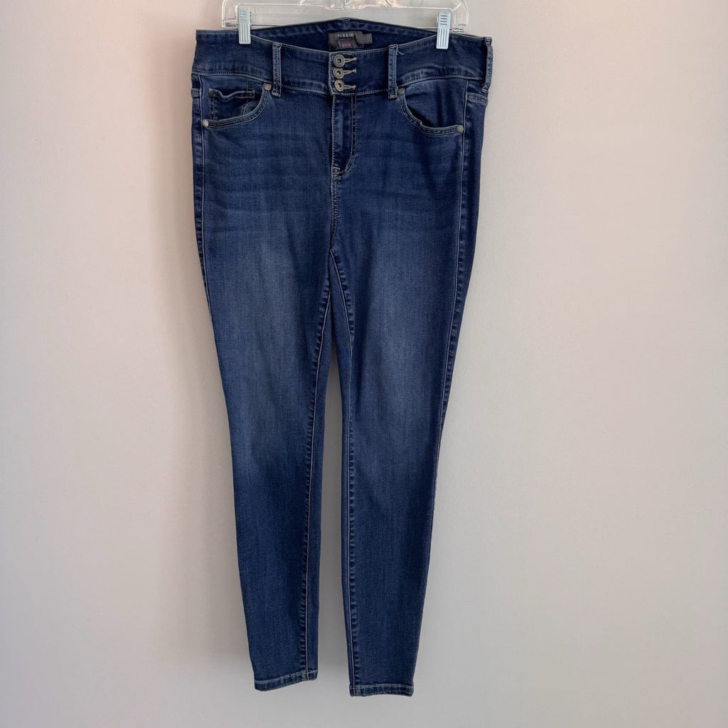Torrid Womens 14R Blue Denim Jeggings High Rise 3-Button Fly Stretch Skinny