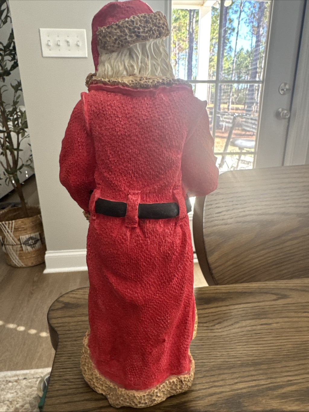 Santa Figurine with Toy Sack- Cement- Vintage