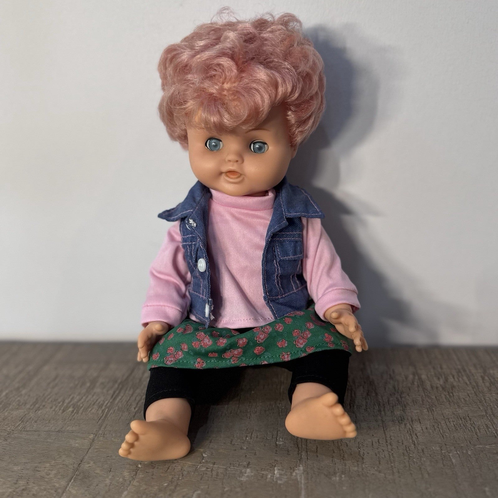 Vintage 1950s Roddy Doll Pink Hair Blue Eyes 14 Inch Vinyl Doll England