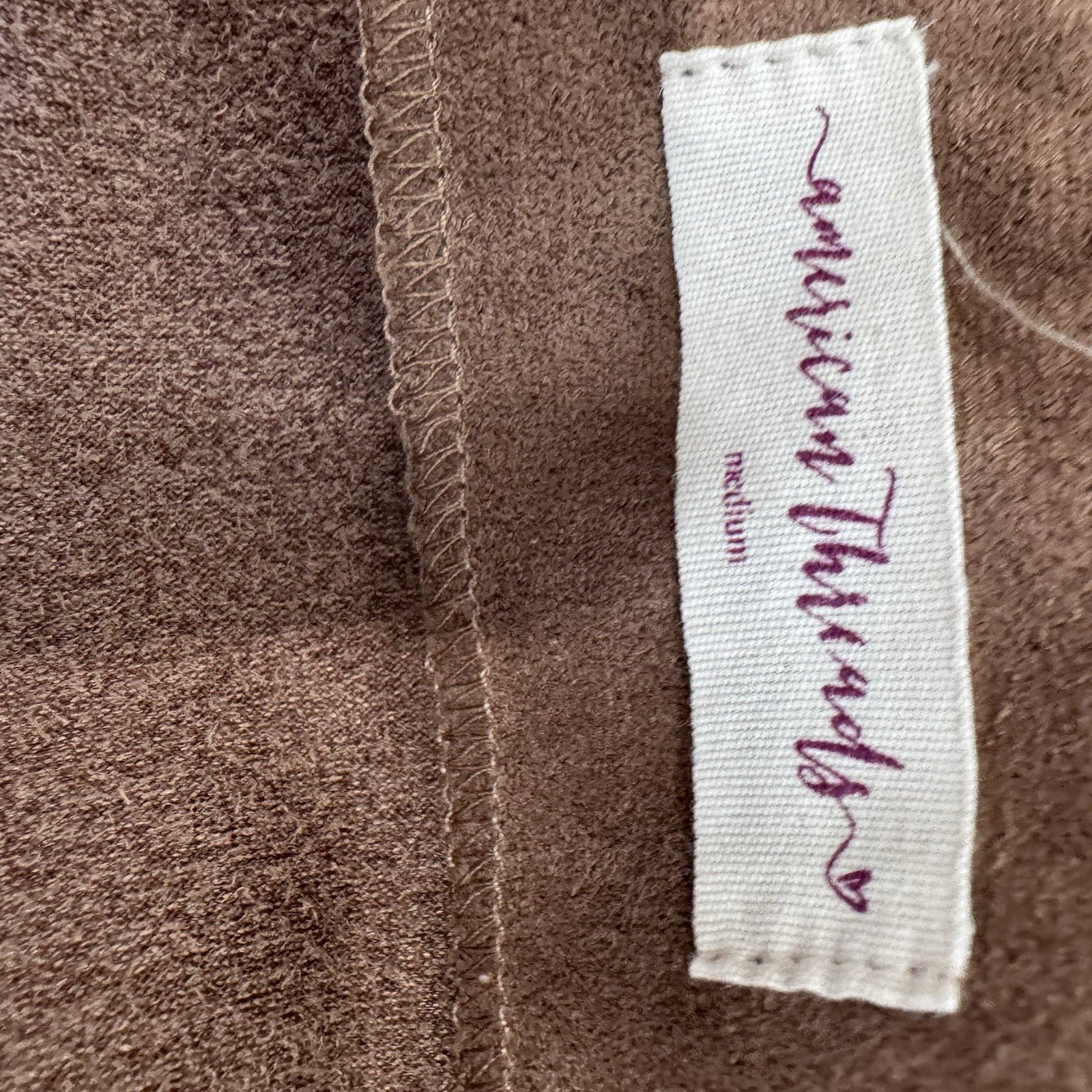 American Threads Faux Suede Mini Skirt M Brown Zip Front Y2K Boho