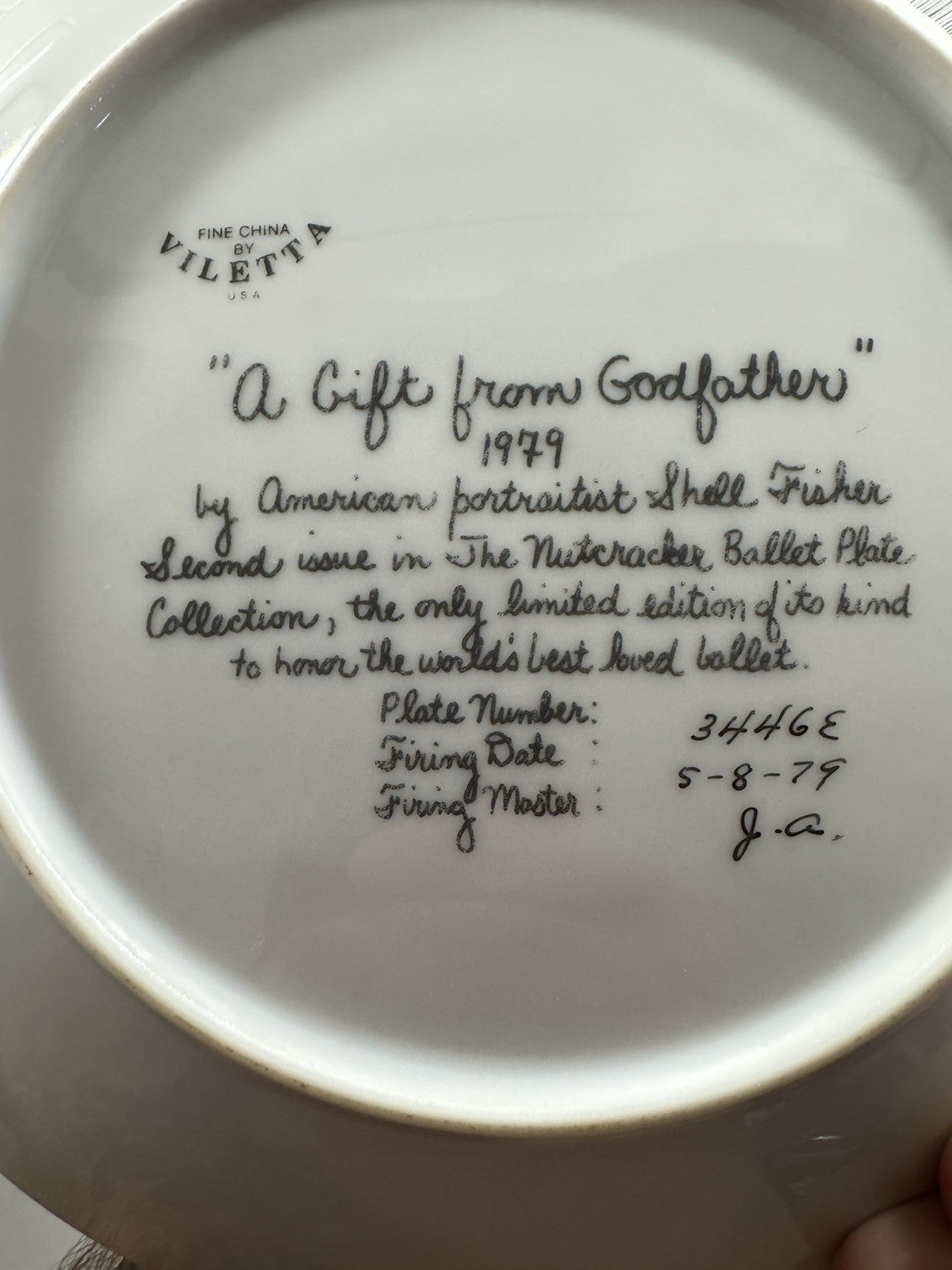 “A Gift from Godfather” Collector Plate Nutcracker Ballet, Shell Fisher 1979 COA