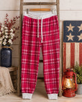 Pink Lily Women’s Pink Plaid Jogger Lounge Pajama Pants Size L Drawstring Cozy
