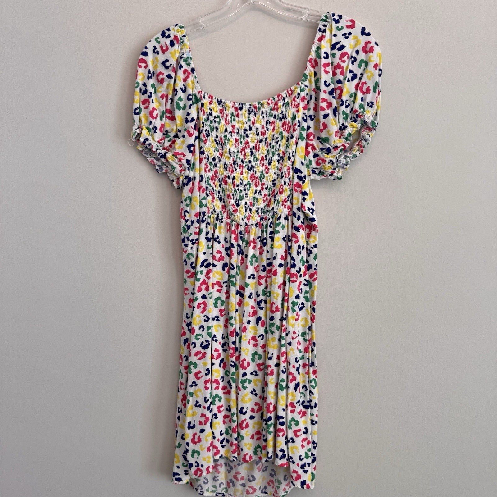 Cabana by Crown & Ivy XL Smocked Dress Leopard Puff Sleeve Boho  Women’s