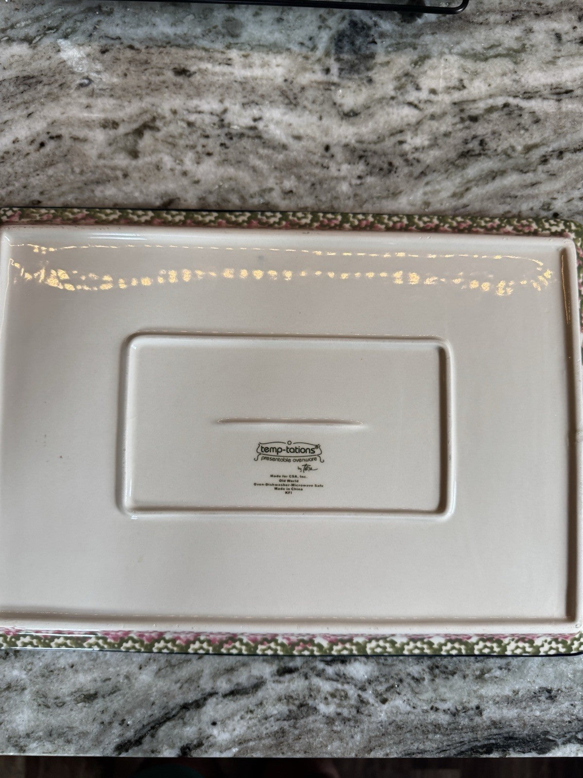 Temptations Old World Multicolor Square Baking Dish W/ Rack & Lid & Serving Dish